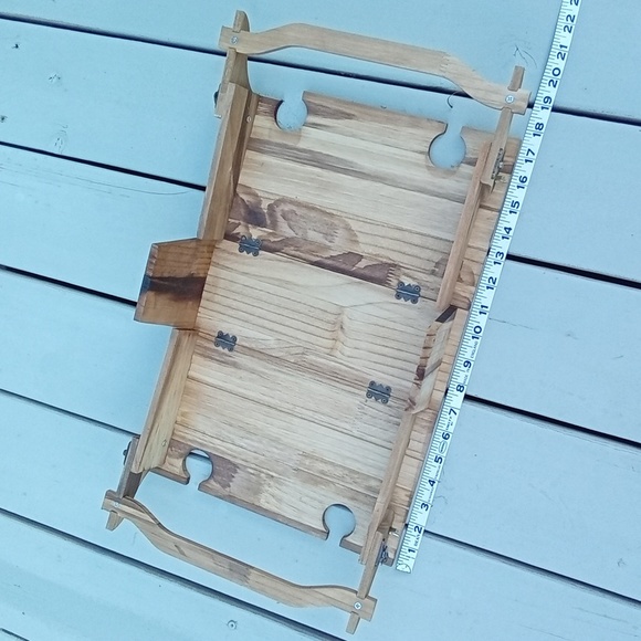 Hand Crafted Wooden Serving Tray/Storage Tote - Picture 3 of 6